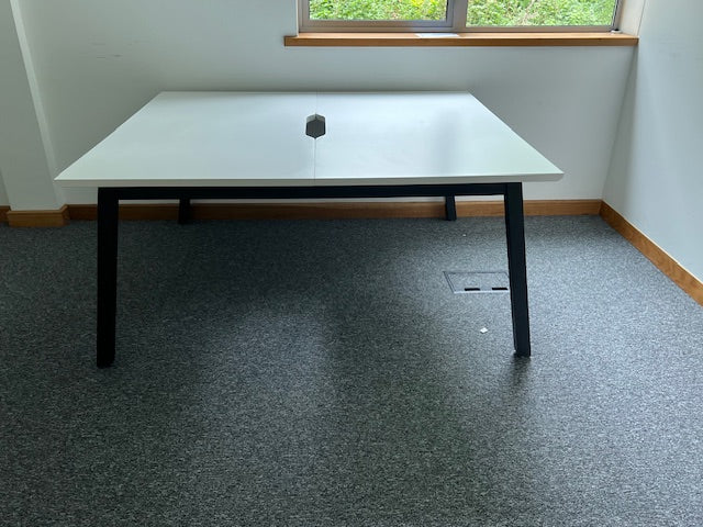 White Bench Desking - Back to Back Bank of 2