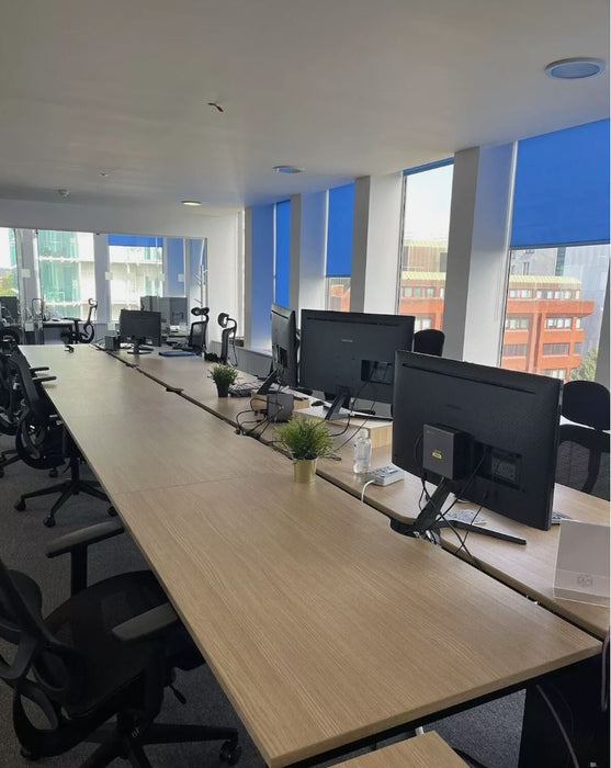 Oak Bench Desking - Bank of 4