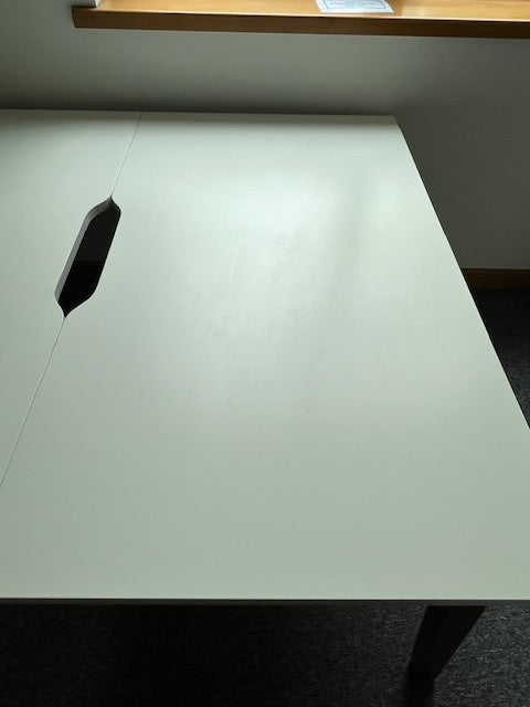 White Bench Desking - Back to Back Bank of 2