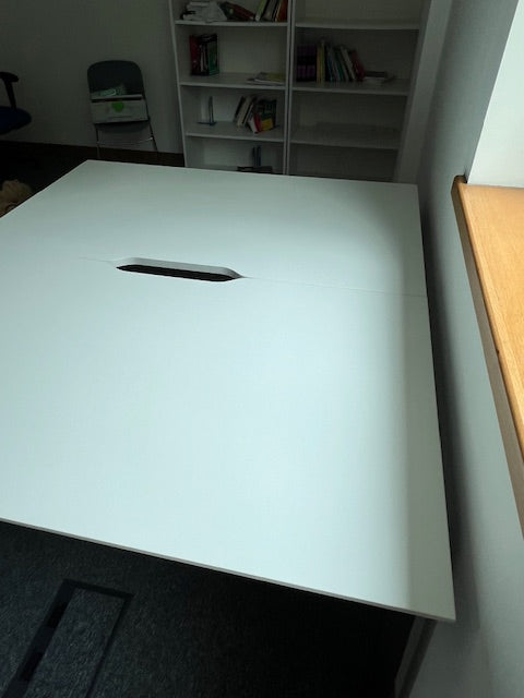White Bench Desking - Back to Back Bank of 2