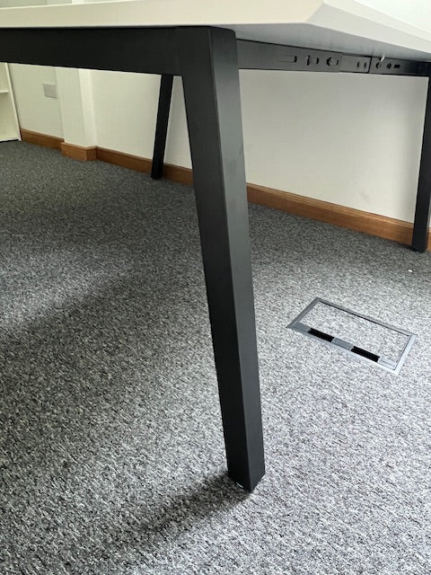 White Bench Desking - Back to Back Bank of 2