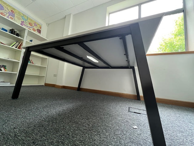 White Bench Desking - Back to Back Bank of 2