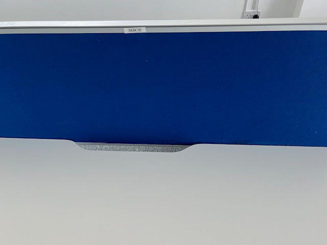 White Bench Desking - Bank of 6 Desks with Screens