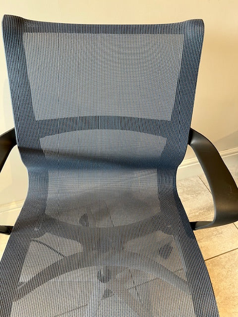 Herman Miller Setu Chair in Graphite frame with Blue mesh and Aluminium Base
