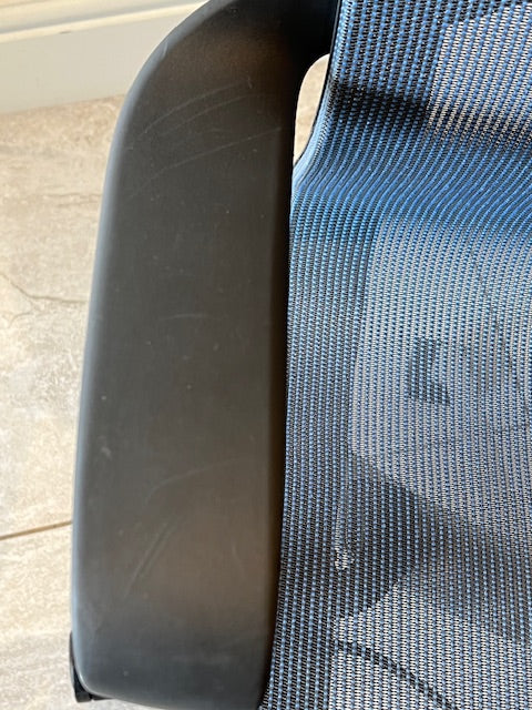 Herman Miller Setu Chair in Graphite frame with Blue mesh and Aluminium Base