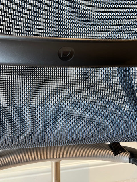 Herman Miller Setu Chair in Graphite frame with Blue mesh and Aluminium Base