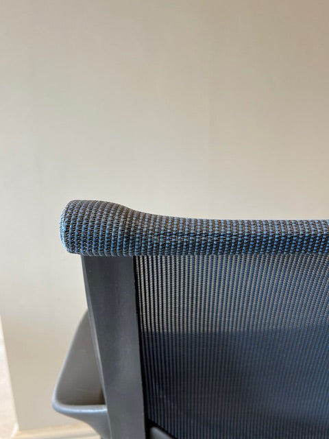 Herman Miller Setu Chair in Graphite frame with Blue mesh and Aluminium Base