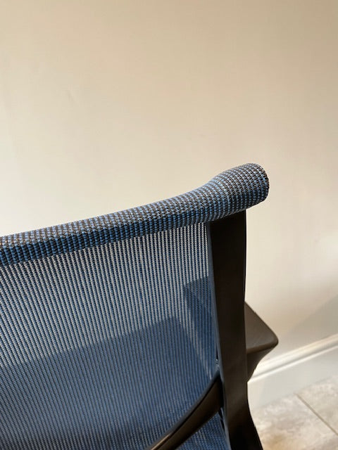 Herman Miller Setu Chair in Graphite frame with Blue mesh and Aluminium Base
