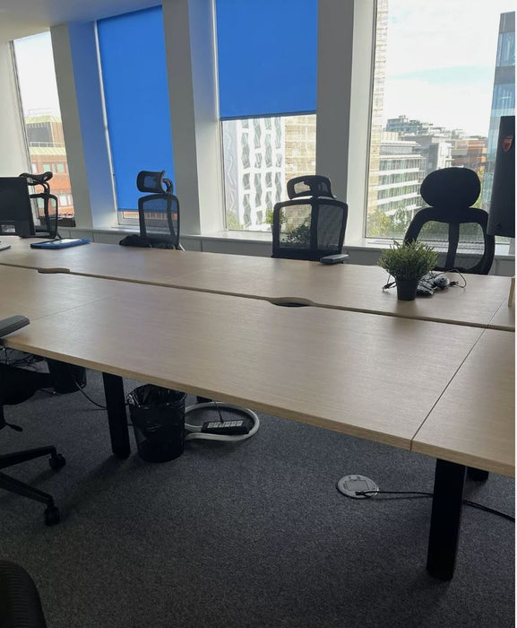 Oak Bench Desking - Bank of 4